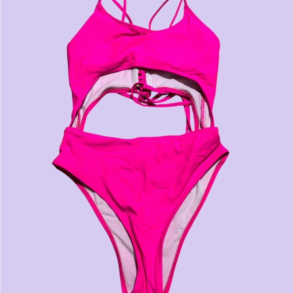 Vibrant Pink Cutout Swimsuit
